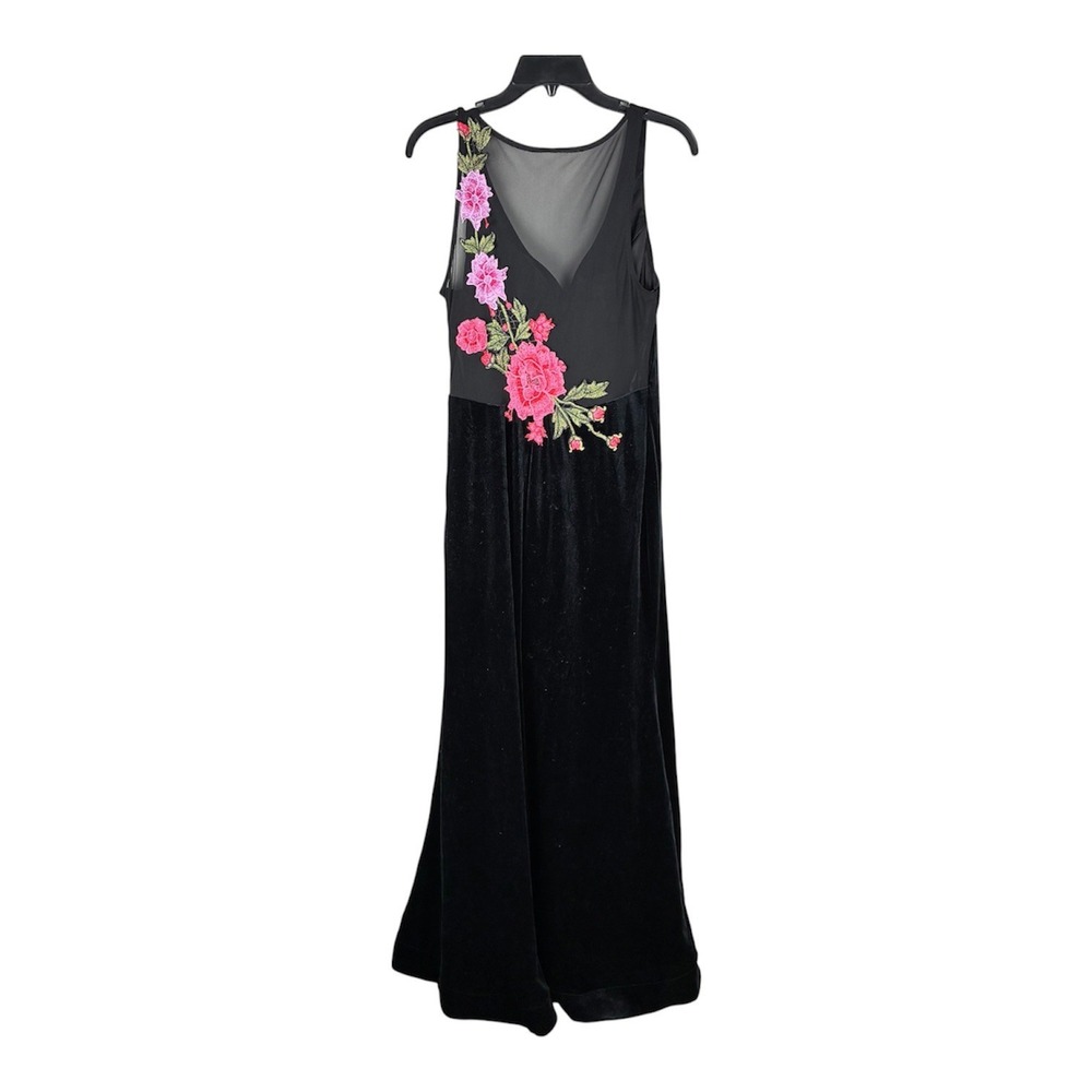 Womans Black Velvet Maxi Dress M L Goth Whimsigoth Witchy  Romantic Sexy Gown